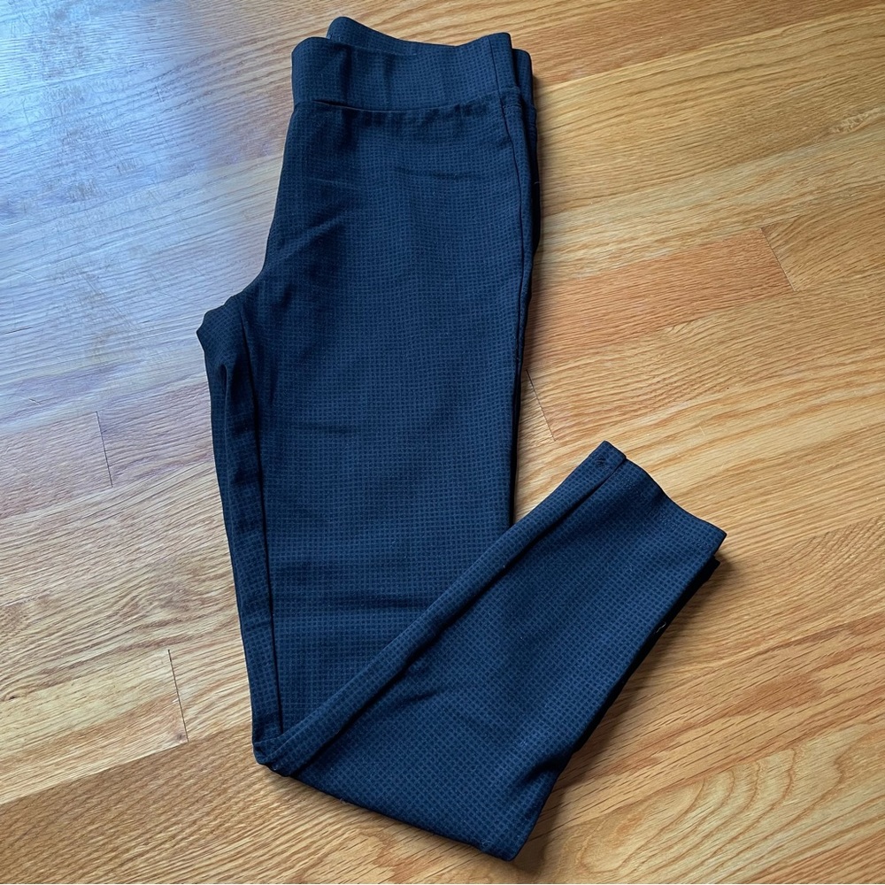 LOFT Black Small Print Plaid Ponte Leggings